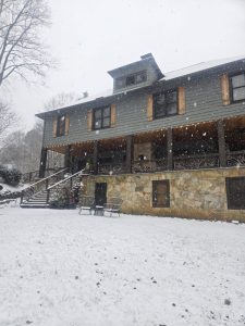 Beechwood Inn Winter Snowfall - Beechwood Inn | Clayton, GA | Bed & Breakfast Snow falling around the historic Beechwood Inn farmhouse and front lawn